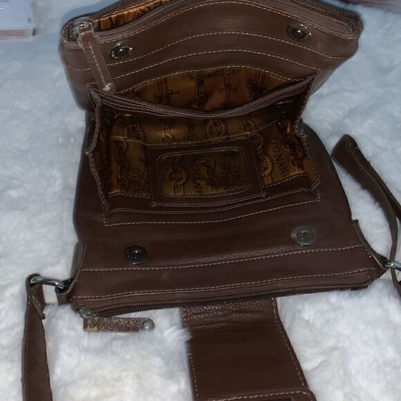 Tignanello Fine Leather Crossbody Brown Medium - Picture 7 of 10